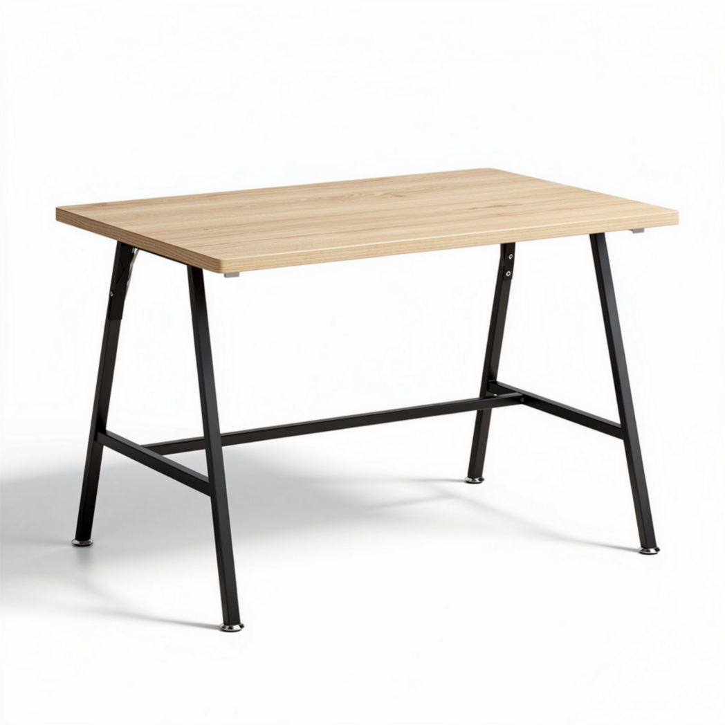 Wooden desk with black metal legs for home or office use 120 x 60 x 75cm