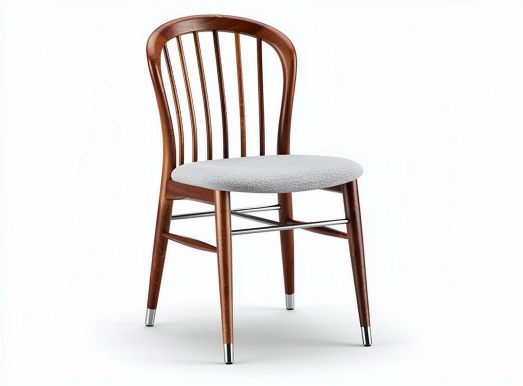Wooden dining chair with gray upholstered seat and tapered legs 45 x 45 x 85cm