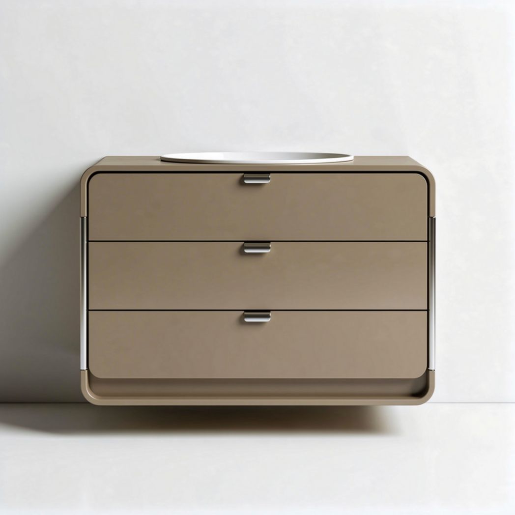 Modern bathroom vanity cabinet with three drawers in taupe color 60 x 45 x 30cm