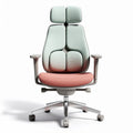 Ergonomic office chair with adjustable lumbar support and pale green upholstery