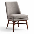 Fabric accent chair with wooden legs in gray 60 x 55 x 85cm