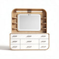 Wooden dresser with mirror and shelves measuring 120 x 40 x 180cm