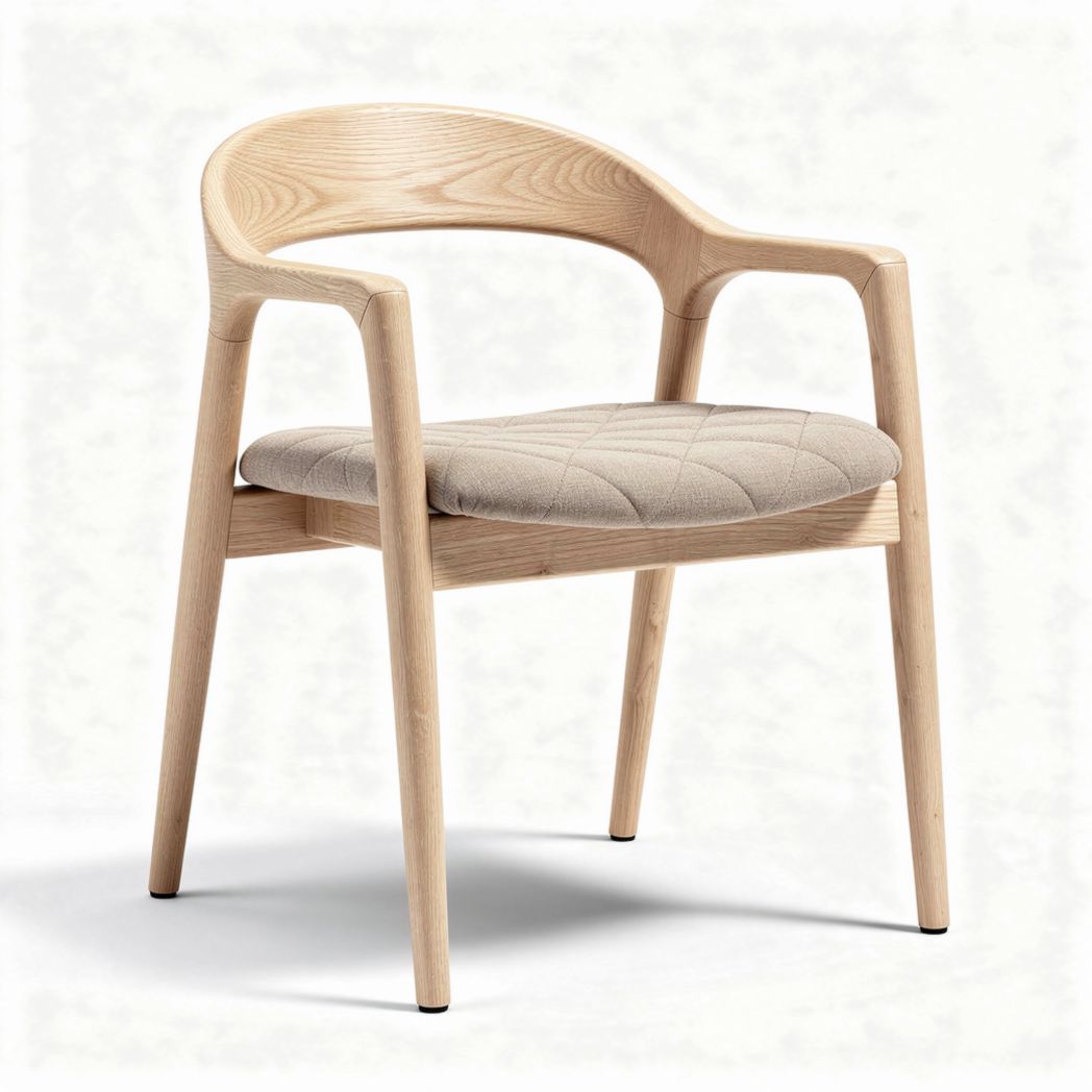 Wooden armchair with upholstered seat and curved backrest 50 x 50 x 75cm